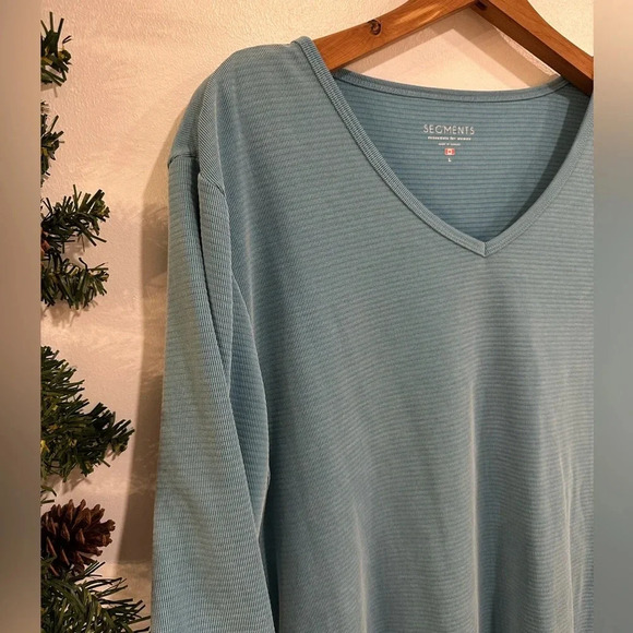 Segments Top Womens Large Blue V Neck 3/4 Sleeve Base Layer Tee Shirt Seg'Ments - Picture 3 of 5